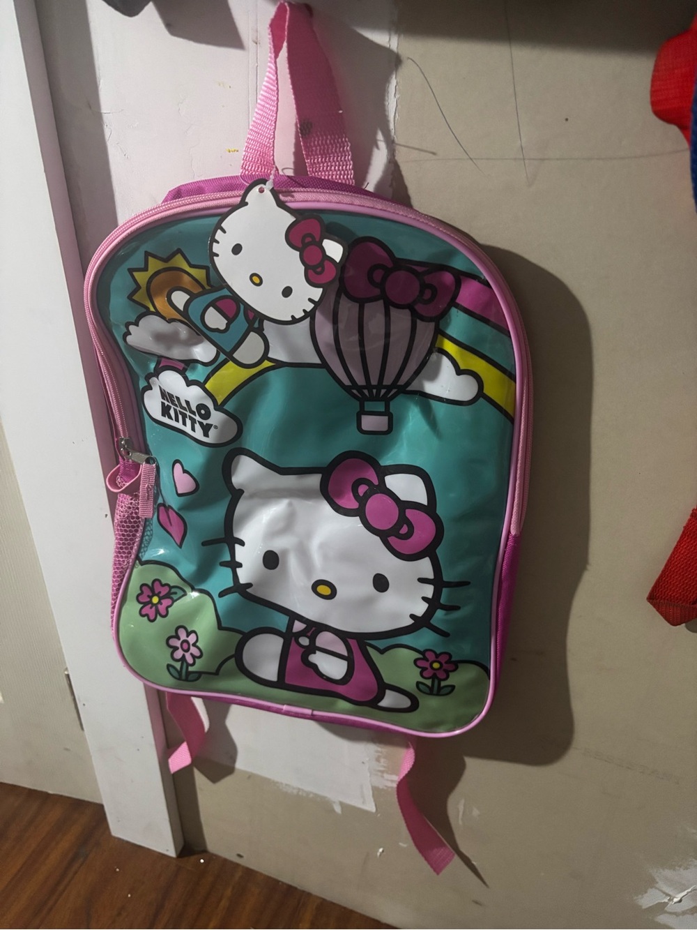 Hello Kitty Teal & Pink Kids Backpack with Hot Air Balloon Design